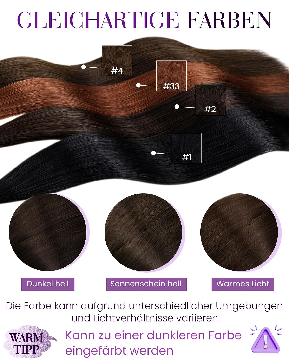 Detalle 2 de Echthaar-Bondings 50 g dunkelbraun