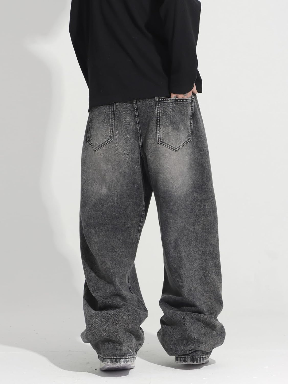 Detalle de Zewool Herren Hip Hop Baggy Jeans – Zerstörte Distressed Denim im Y2K-Style, Weite Beinform