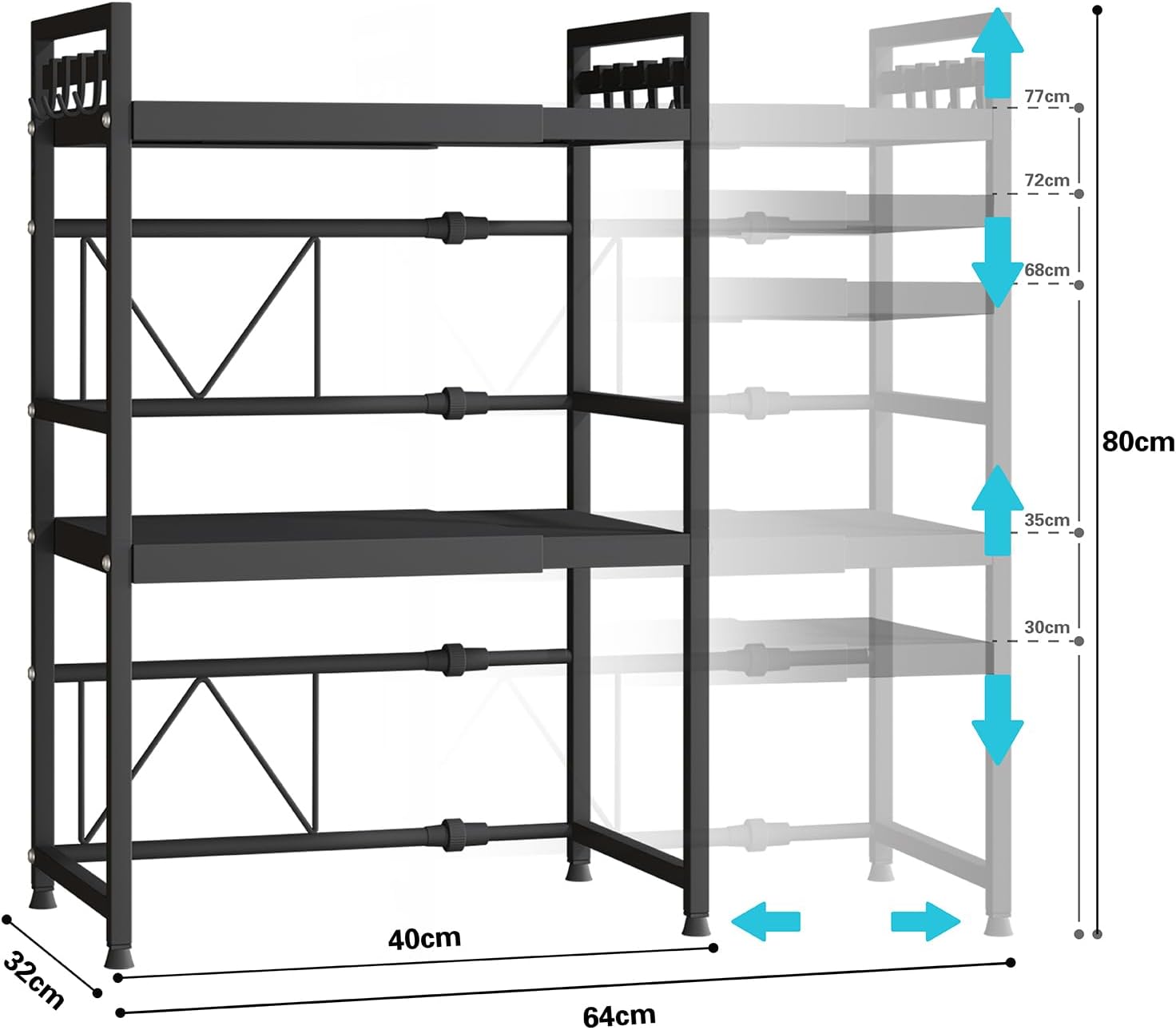 Detalle de Mointal Mikrowellenregal 3-stufig, 50 kg