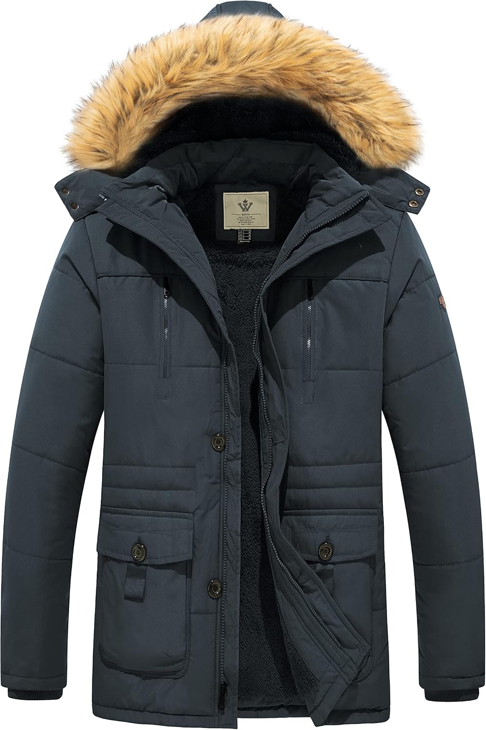Thumbnail 5 de WenVen Fleece Windbreaker Parka with Removable Hood