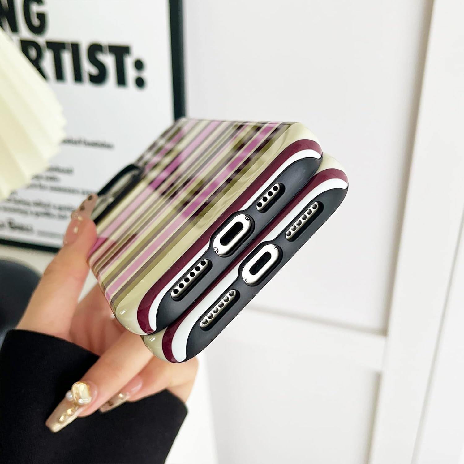 Thumbnail 5 de Sayoaho iPhone 17 Case, Yellow Retro Stripes, Soft TPU Edge and PC Back