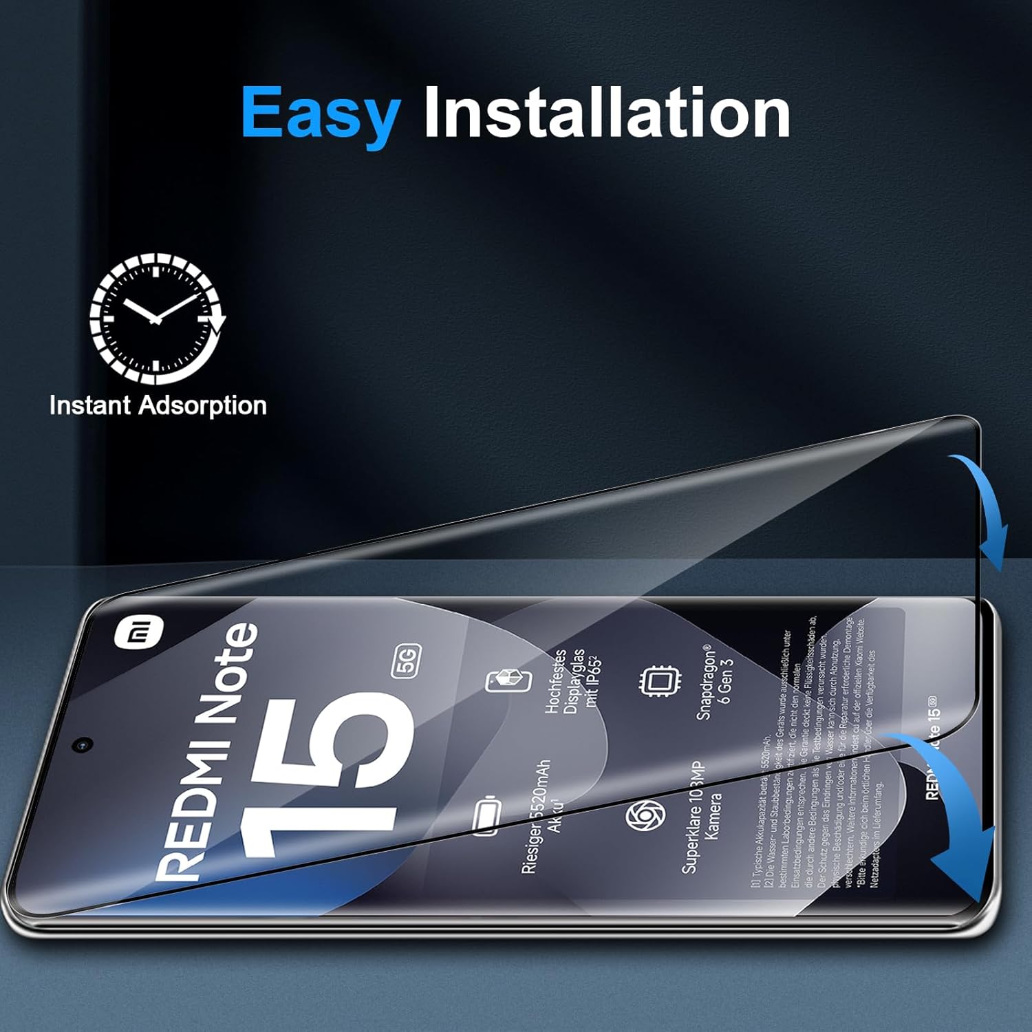 Thumbnail 3 de QULLOO Panzerfolie & Kamera-Schutzfolie für Xiaomi Poco M8 / Redmi Note 15 5G – 4er Set mit Installationswerkzeugen