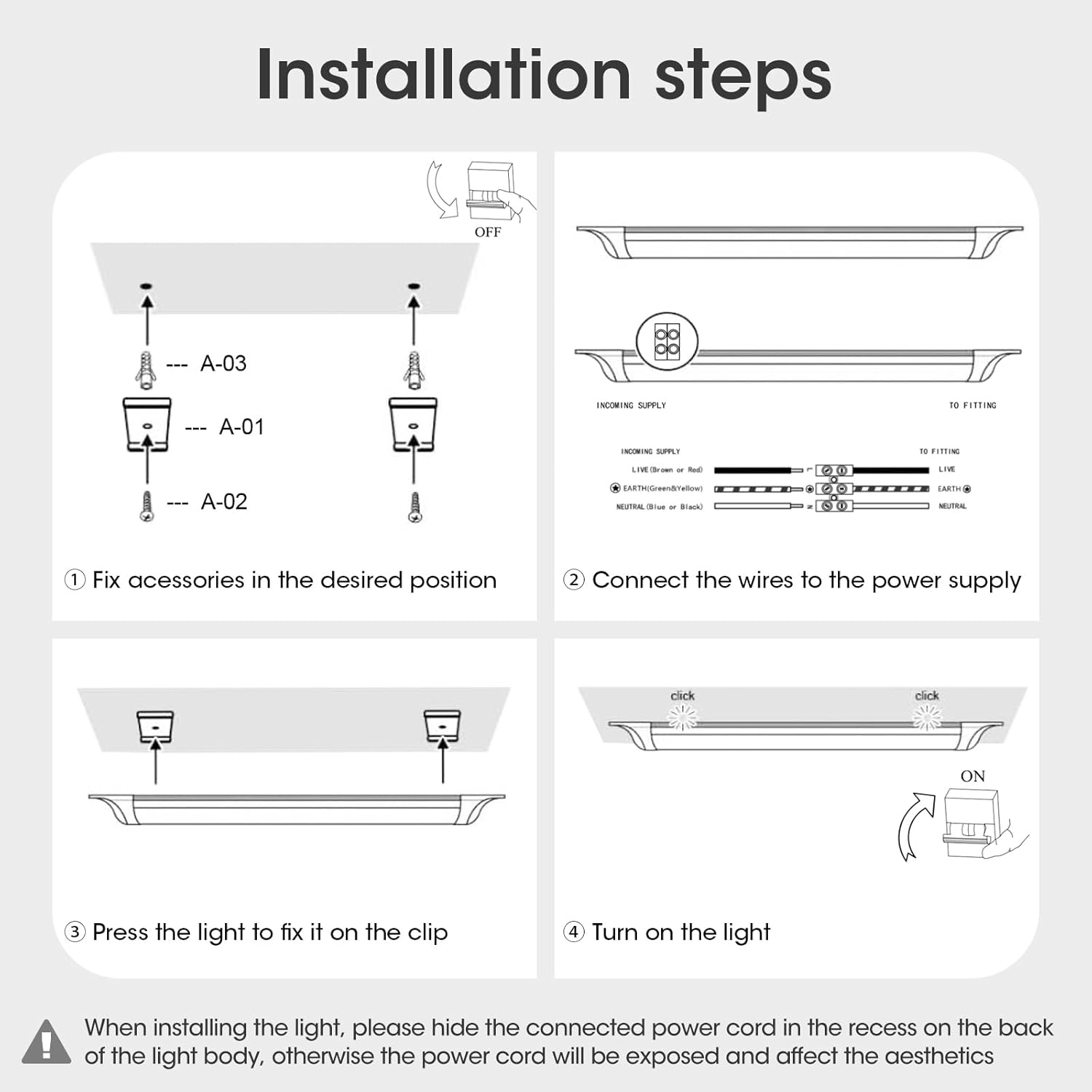 Thumbnail 4 de HUMIGA 5FT LED Batten Light – 4 Pack, 50W, Slim Low-Profile, IP20, 4000K Neutral White