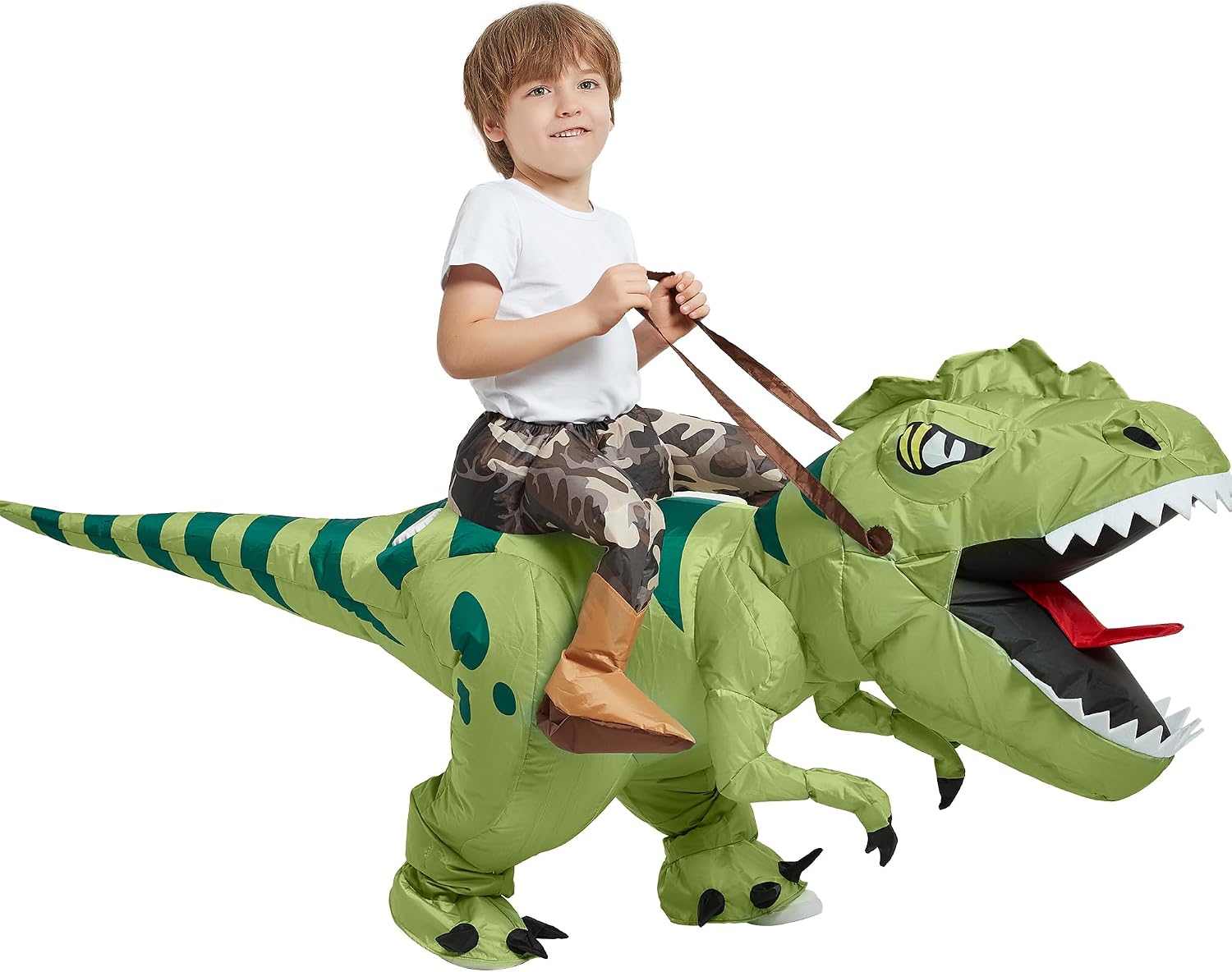 Detalle de Inflatable T-Rex Costume for Kids, Fan-Powered Polyester Halloween Suit