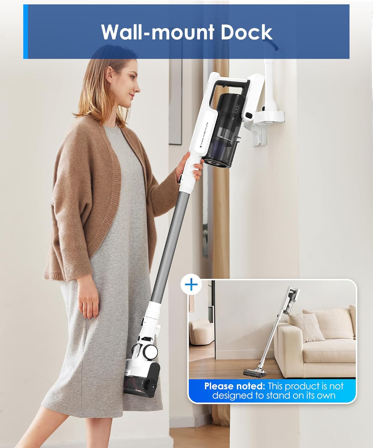 Detalle de Tineco A20 Cordless Stick Vacuum with 1 L Bin, 3 Modes and LED Headlight