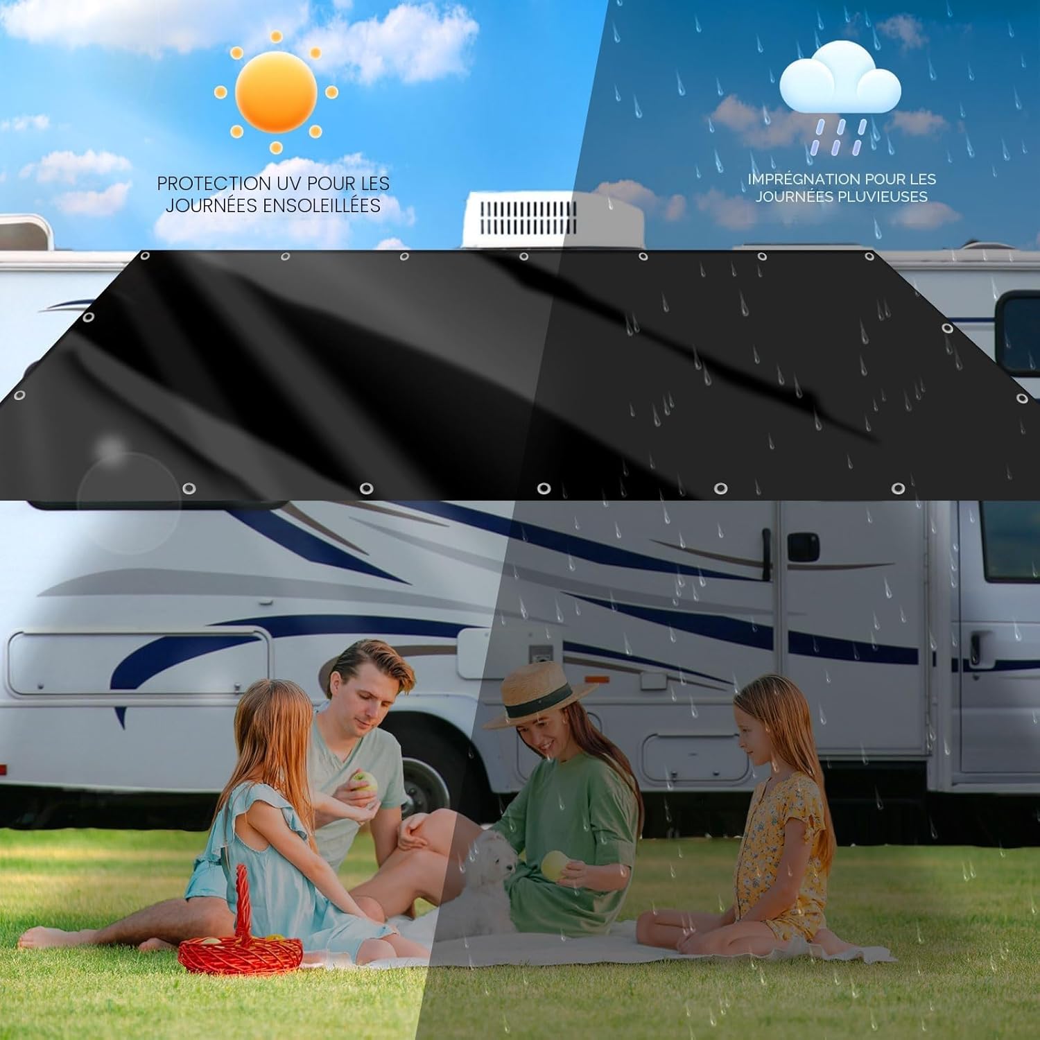 Detalle de BXAEYIPOR Bâche imperméable 150 g/m² – résistant et multi-usages