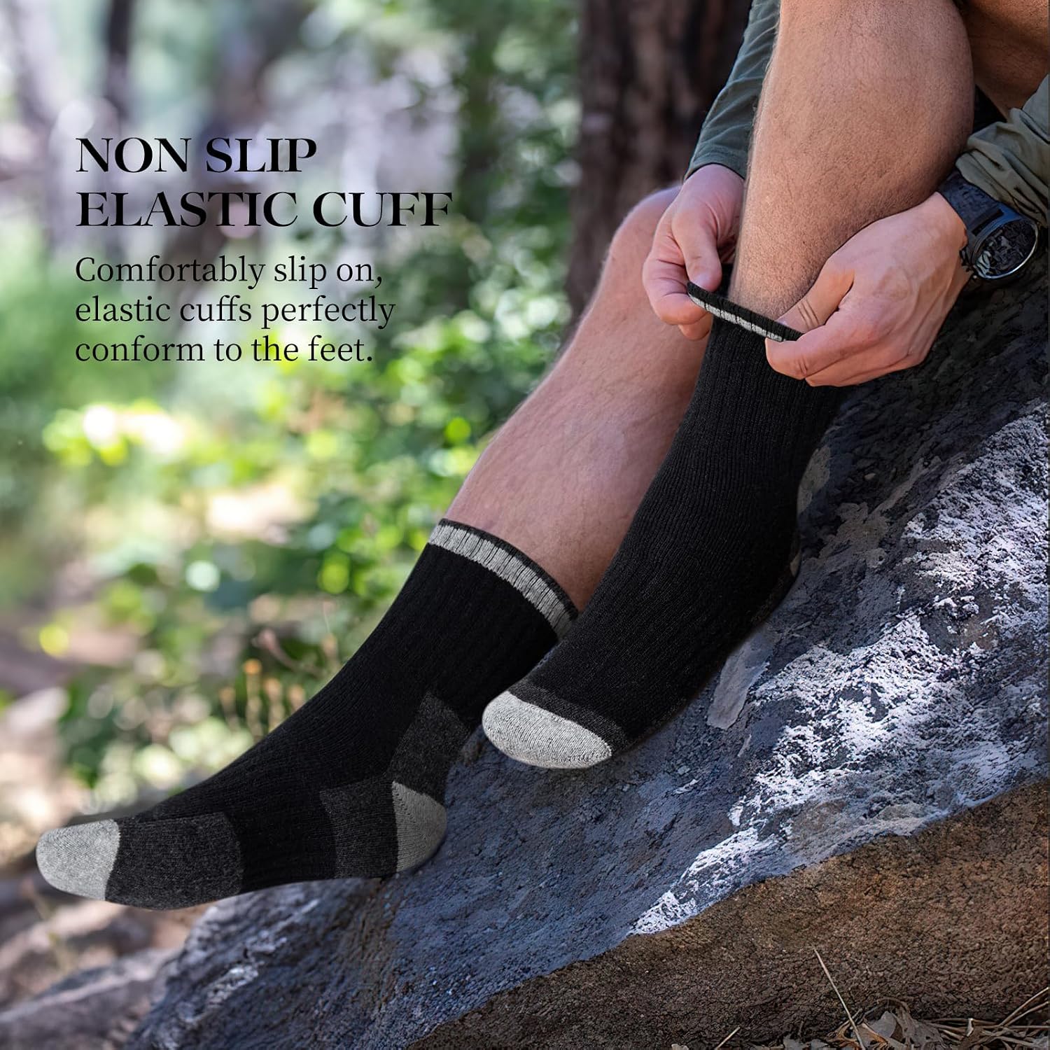 Detalle 1 de SIMIYA Merino Wool Hiking Socks, 5 Pairs, Thick Cushioned, Size 7-15
