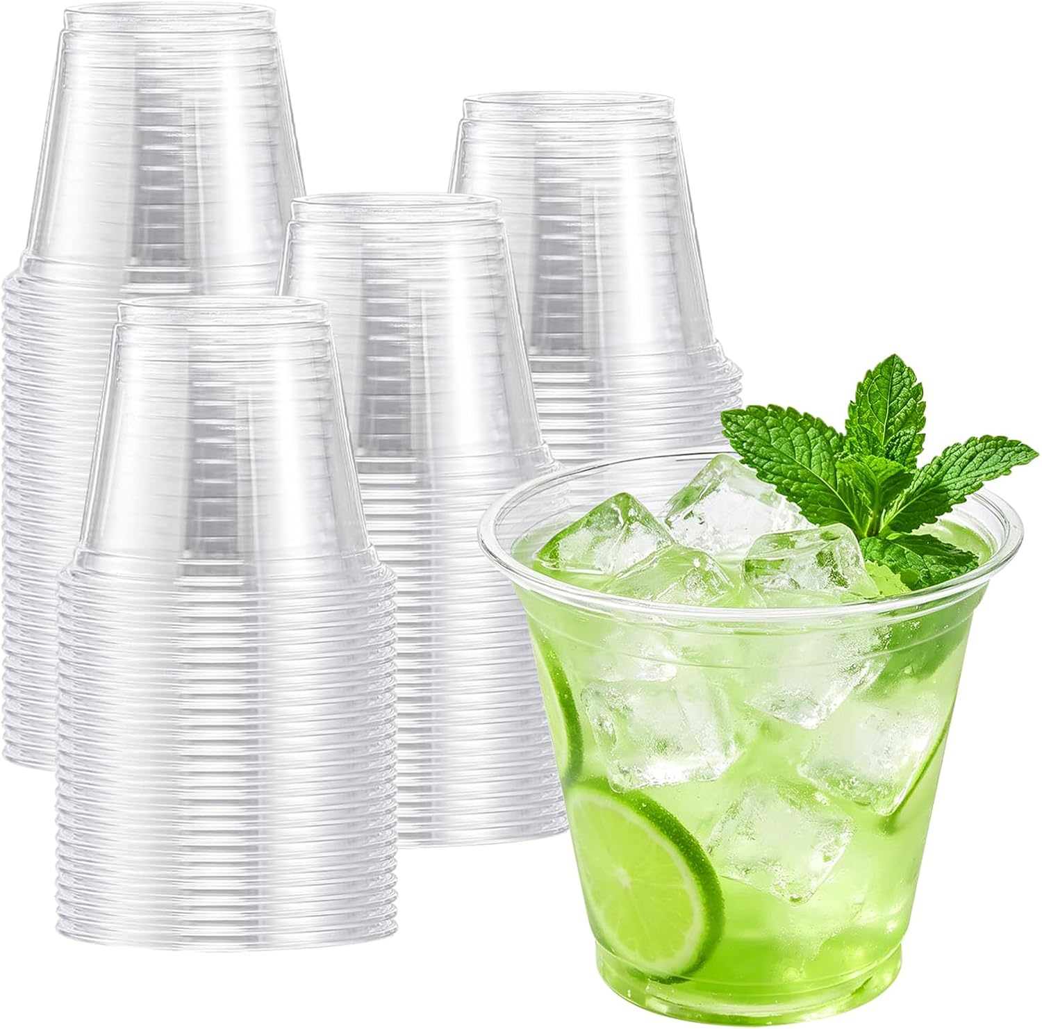 Thumbnail 6 de Lamosi 9 oz Clear Plastic Cups with Lids (50 Pack) – Flat, No-Hole Lid for Spill-Proof To-Go Treats