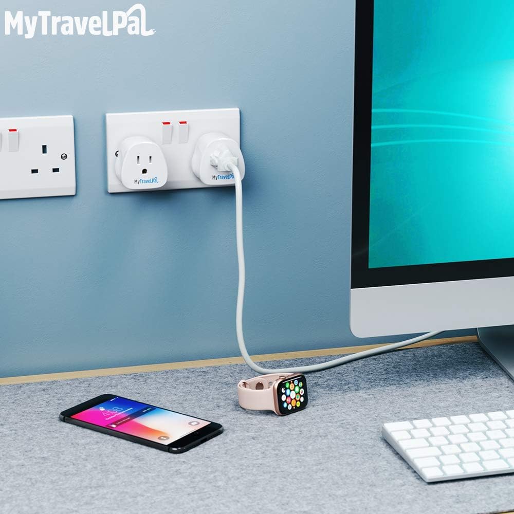 Detalle 2 de MyTravelPal US to UK Plug Adapter | 10A Fuse, UK Safety Standard 8546