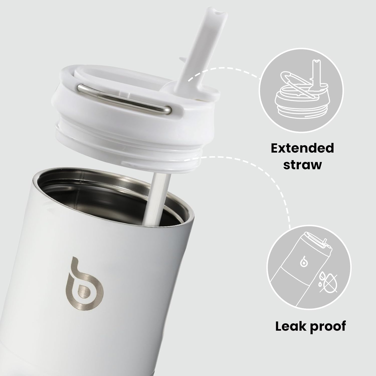 Detalle 2 de BOTTLE BOTTLE Stainless Steel Water Bottle 700ml with Straw & Lid (White) – insulated sports tumbler