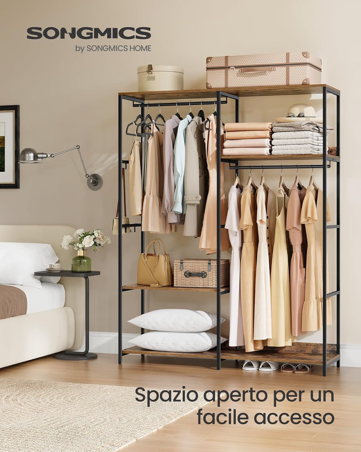 Thumbnail 1 de SONGMICS Guardaroba Stand Appendiabiti RGR025B01 – 118 x 40 x 181 cm, Marrone Vintage