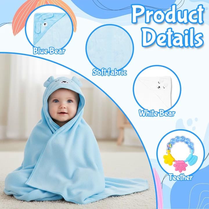 Thumbnail 2 de Hooded Baby Towels Set 80x80cm with Silicone Teether