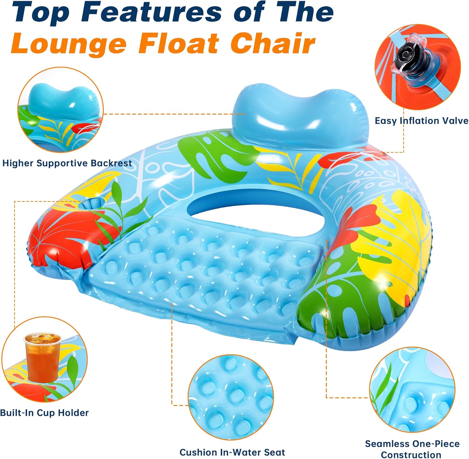Thumbnail 2 de SEETOHOME 3-Pack Inflatable Pool Float Chairs with Cup Holders – Adults
