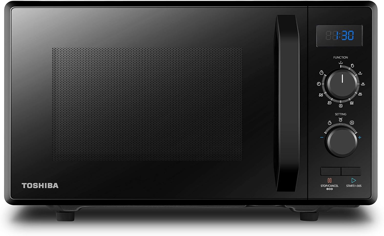 Detalle de Toshiba MW2-MG20PF(BK)/GE Mikrowellenherd mit Kombi-Grillfunktion, 800 W Mikrowelle & 1000 W Grill, 20 l, schwarz