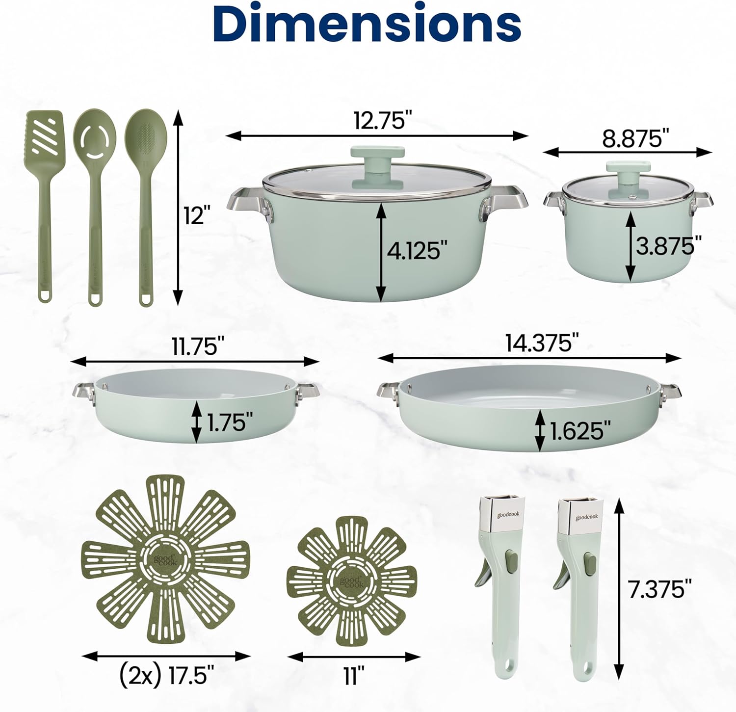 Detalle 1 de GoodCook Ceramic Cookware 14-Piece Set