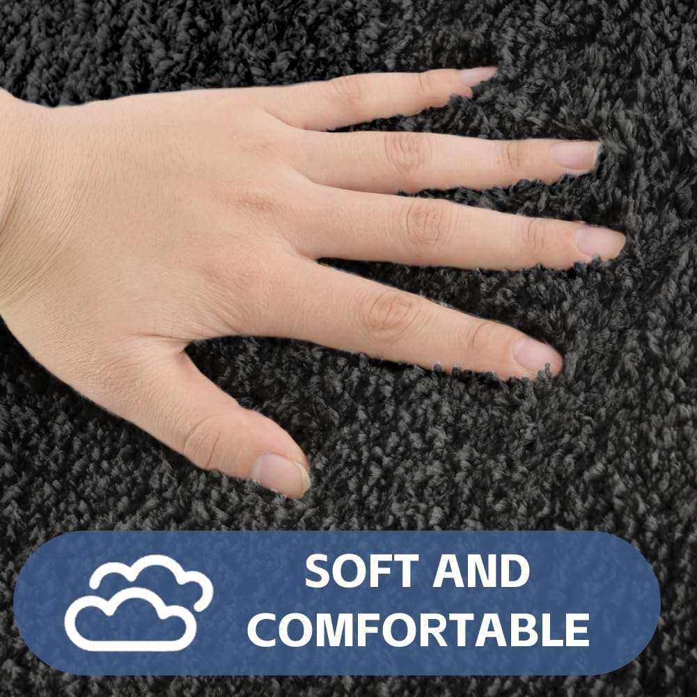Detalle de AUAUY U-vormige toiletmat 50 x 40 cm, zwarte microvezel met antisliprug