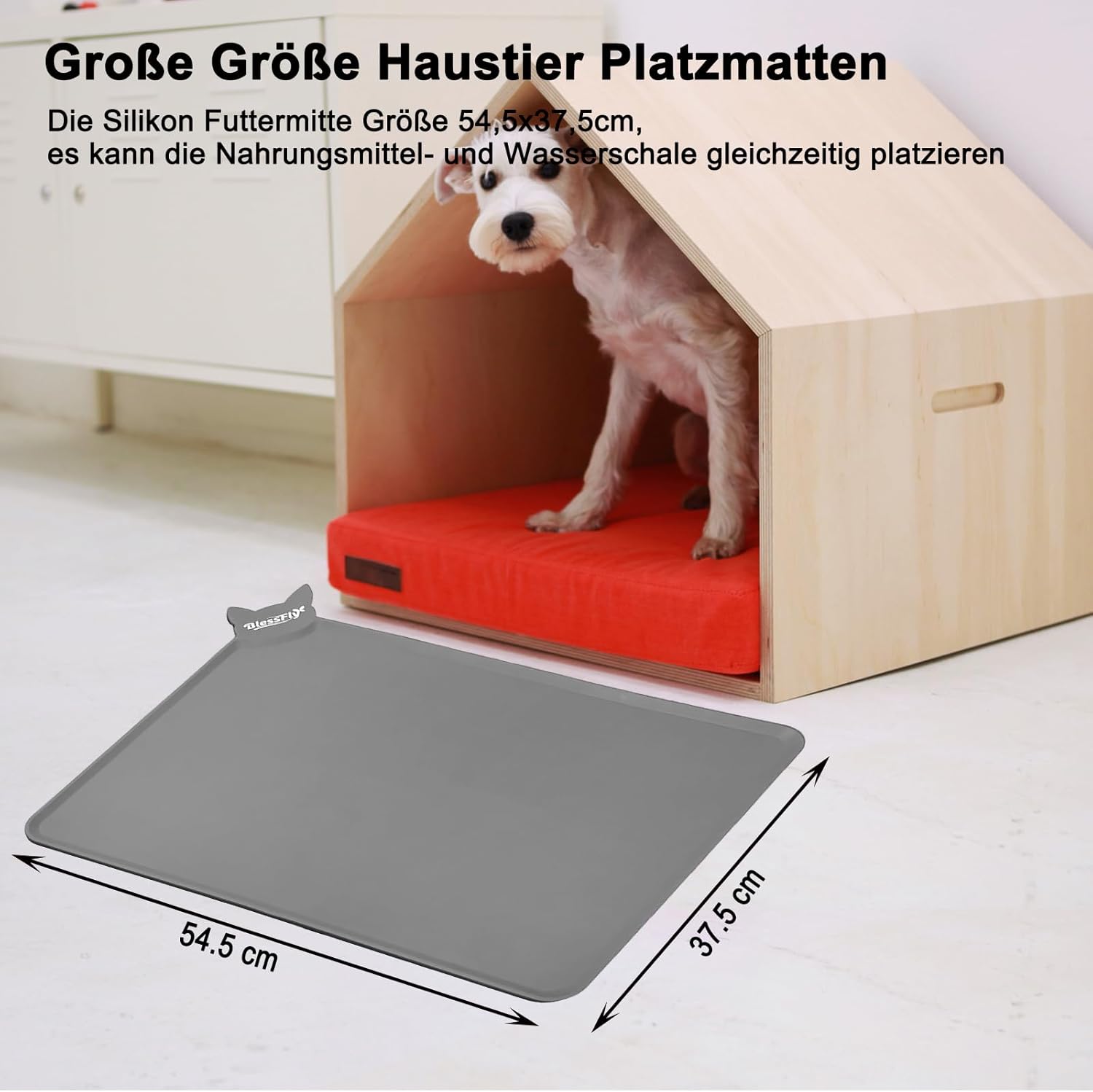 Thumbnail 3 de Silikon wasserdichte Futter- und Wassermatte für Hund und Katze (55 x 38 cm) – anti-rutsch, mit Rand