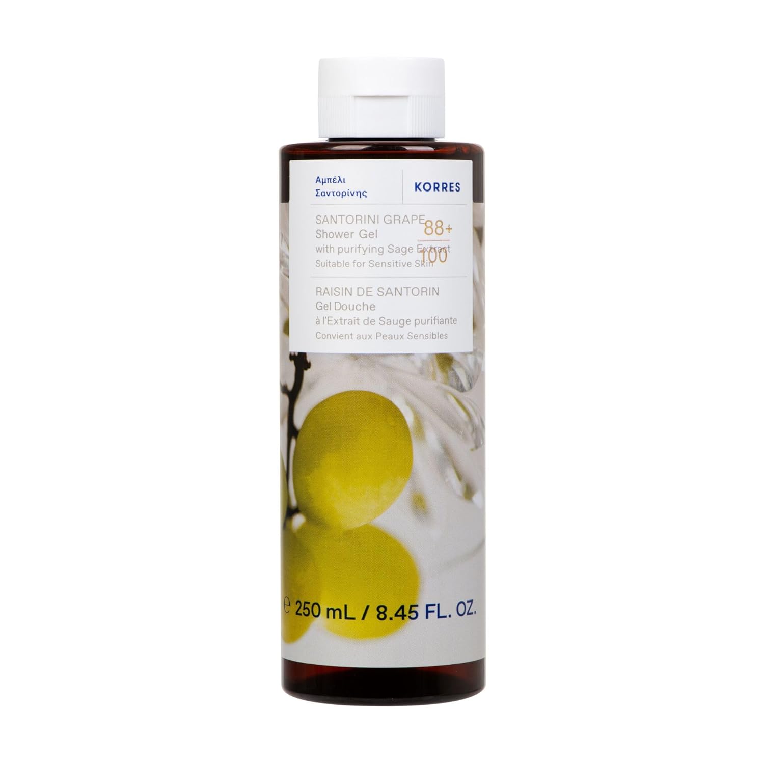 Detalle de KORRES Bergamot Pear Duschgel – sanfte Reinigung mit Salbei-Extrakt, vegan und frei von Silikonen & Parabenen (250 ml)