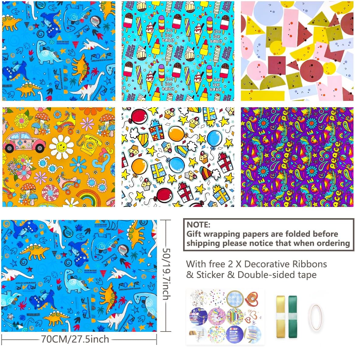 Thumbnail 2 de Kinder-Geschenkpapier Set 70 x 50 cm