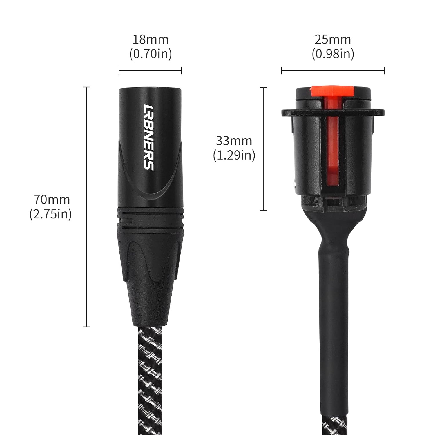 Thumbnail 3 de Lrbners GYX01D110B-07 2 ft XLR Male to 6.35mm Female Panel-Mount Cable