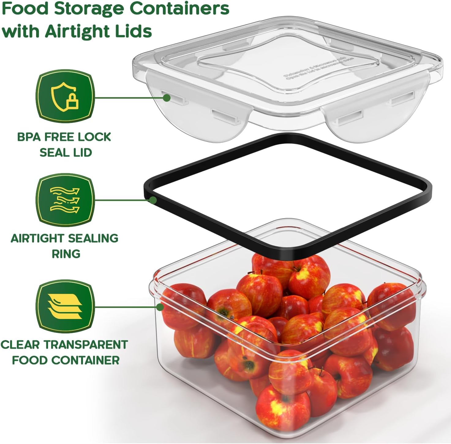 Thumbnail 4 de 44 Pcs Airtight Food Storage Set with Lids – Stackable, Leak-Proof Containers for Pantry Organisation