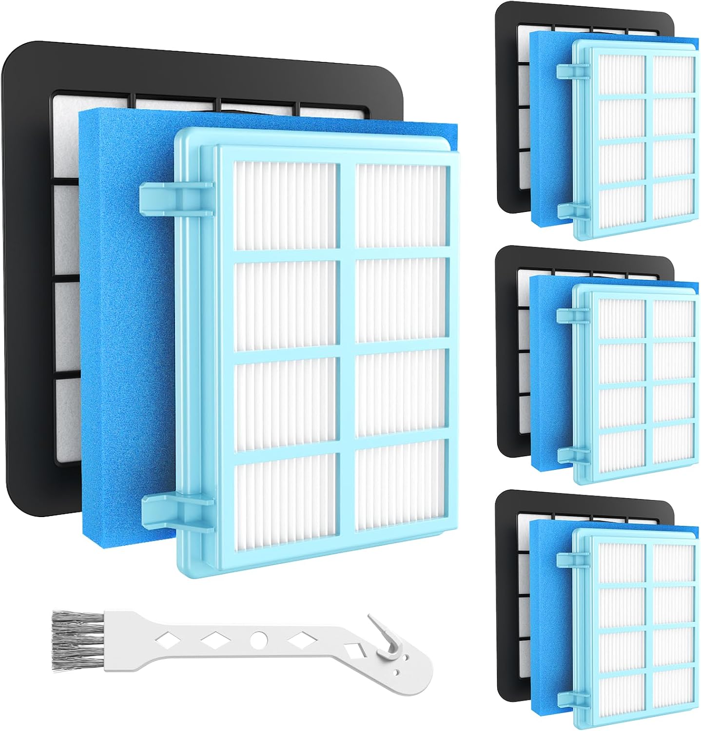 Detalle de 4 Stück Staubsauger Filter Ersatz für Philips PowerPro Reihe – kompatibel mit FC933x, FC8010/01, FC955x | VILLAPOOL