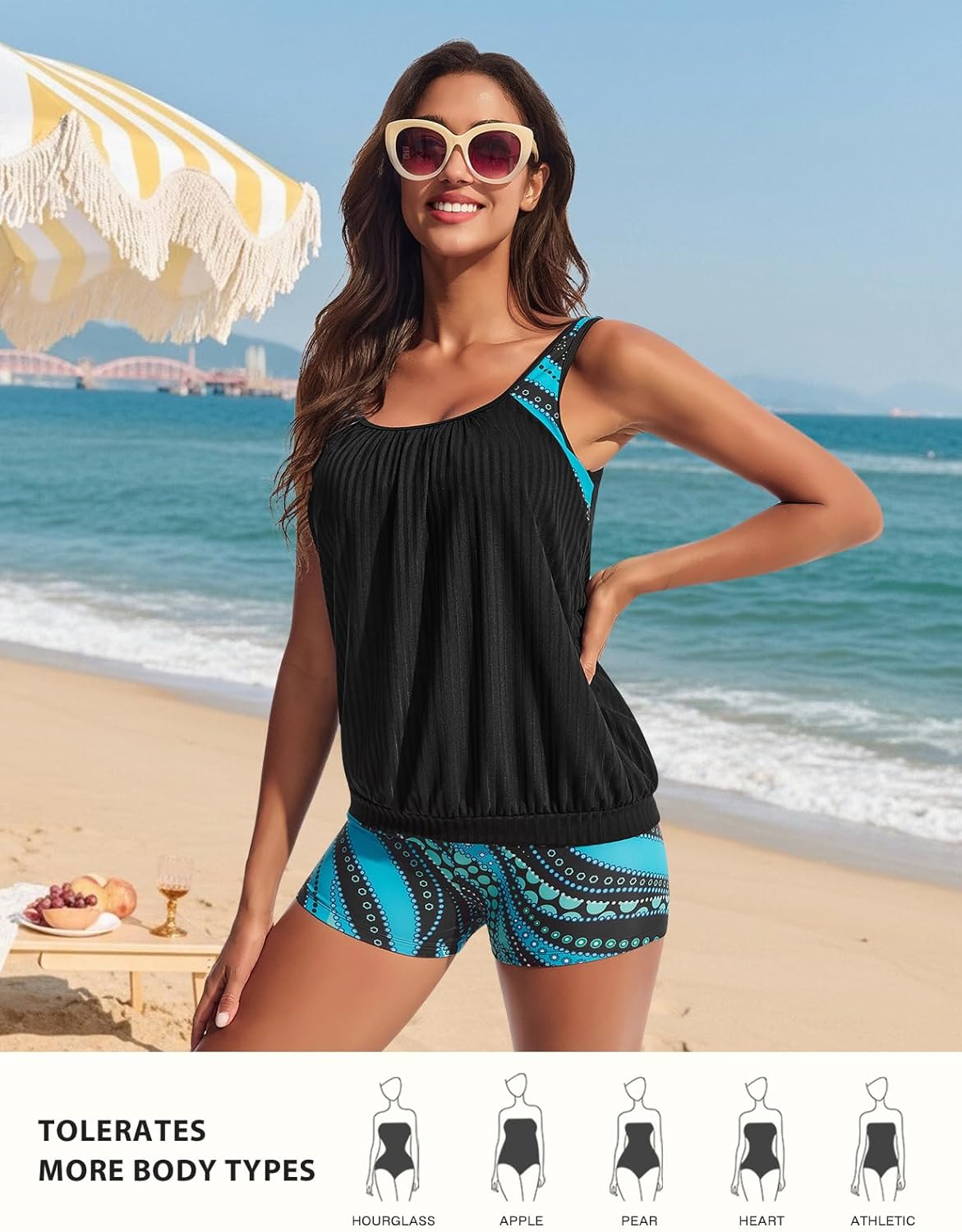 Thumbnail 1 de Hanna Nikole 2 Piece Tankini Swimsuits for Women with Ribbed Tankini Tops and Boyshorts