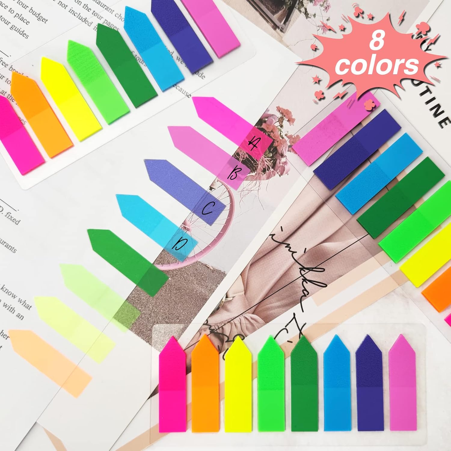 Detalle de OWLkELA 800pcs Sticky Tabs (8 Colour Index Tabs) for Page Marking & Writable Notes