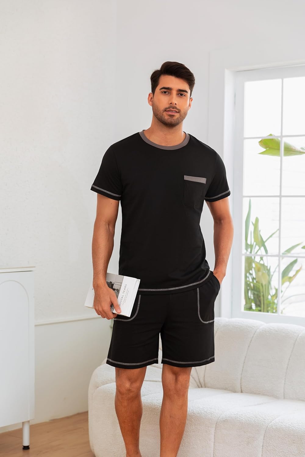 Thumbnail 2 de Winovia Schlafanzug Herren Kurz – Leichter Sommer-Pyjama aus 100% Baumwolle