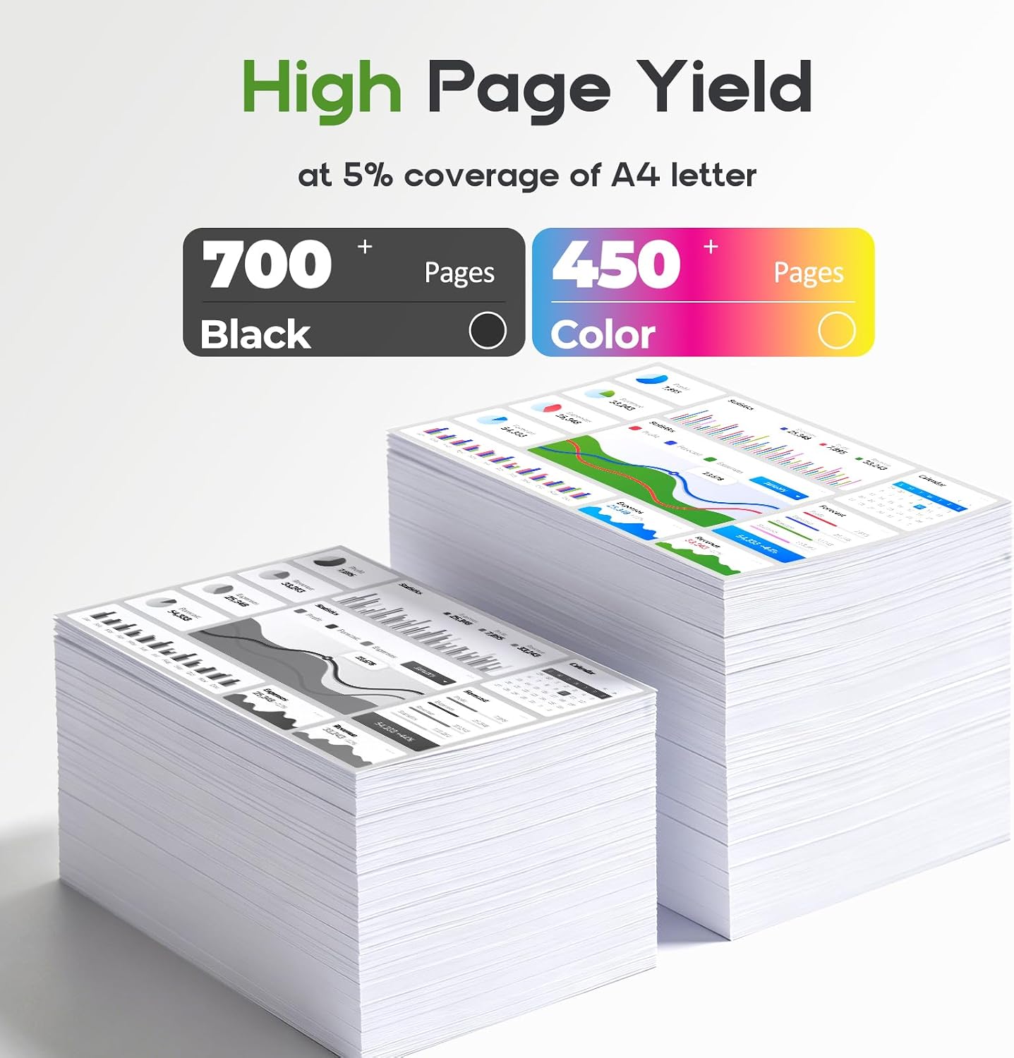 Detalle de QIOCKTO 63XL Ink Cartridge 2-Pack, Black and Color for Compatible HP Printers