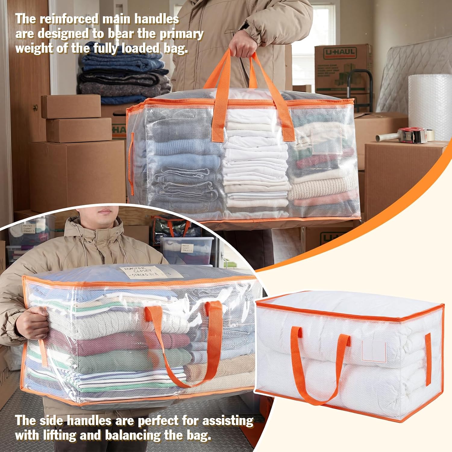 Thumbnail 3 de KYODOLED 10-Pack Clear Moving Bags: Heavy-Duty, Extra Large totes for Easy Relocation