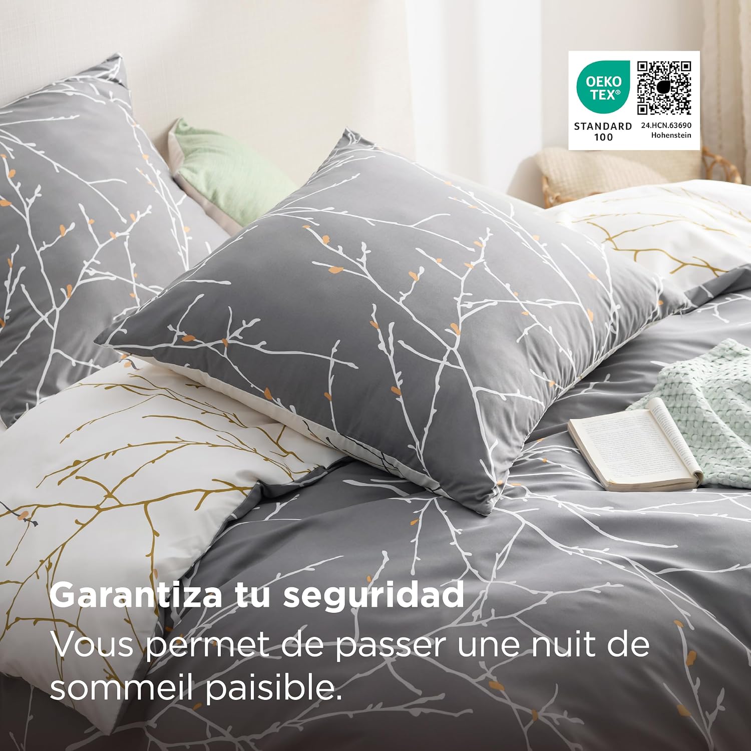 Detalle 2 de Bedsure Housse 220x240 cm Parure Réversible