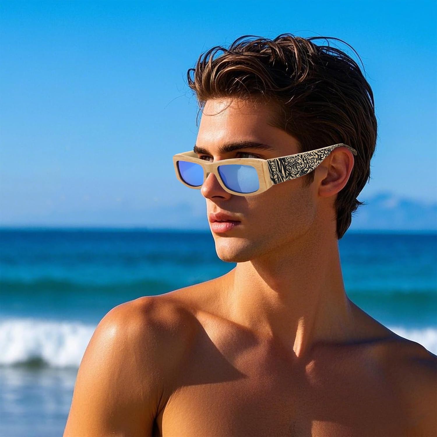 Thumbnail 6 de Ynport Crefreak Herren Bambus-Holz Sonnenbrille – Vintage-Stil, UV-Schutz, handgefertigt