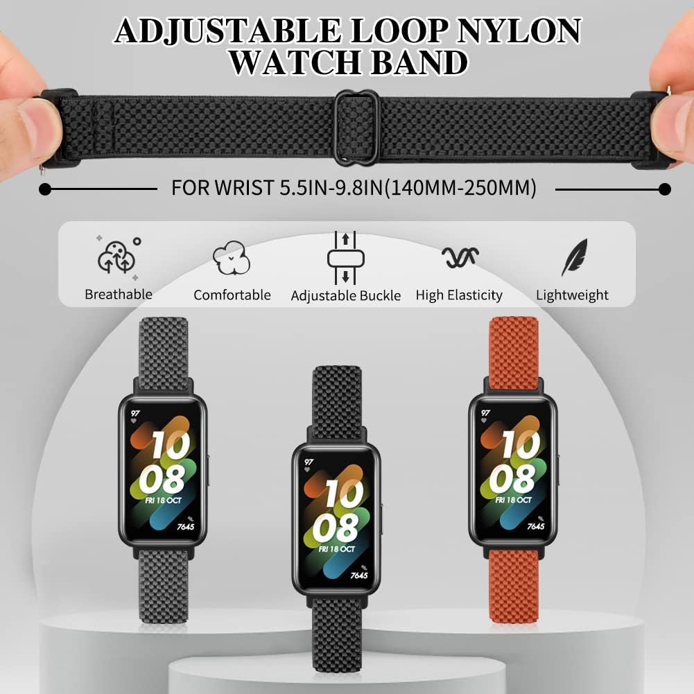 Thumbnail 2 de Huamanlou 2er-Pack elastisches Nylon-Uhrenarmband für Huawei Band 7 / 7 NFC (verstellbar, Schnellverschluss)