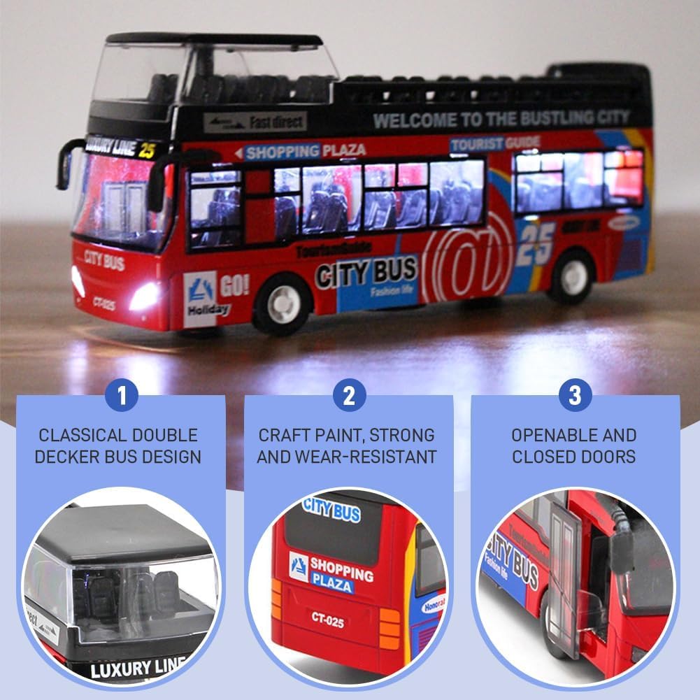 Thumbnail 3 de MIFKLMV London Double Decker Bus Toy 1:32 Scale Die Cast Model