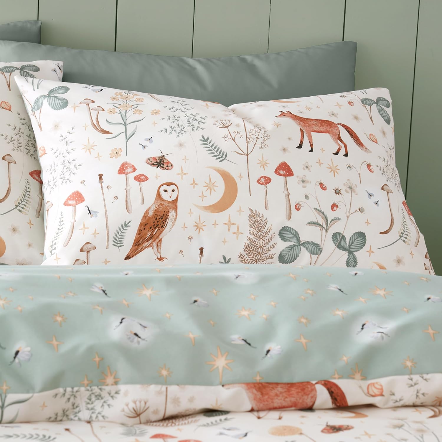 Detalle de Catherine Lansfield Enchanted Twilight Animals reversible king duvet cover set