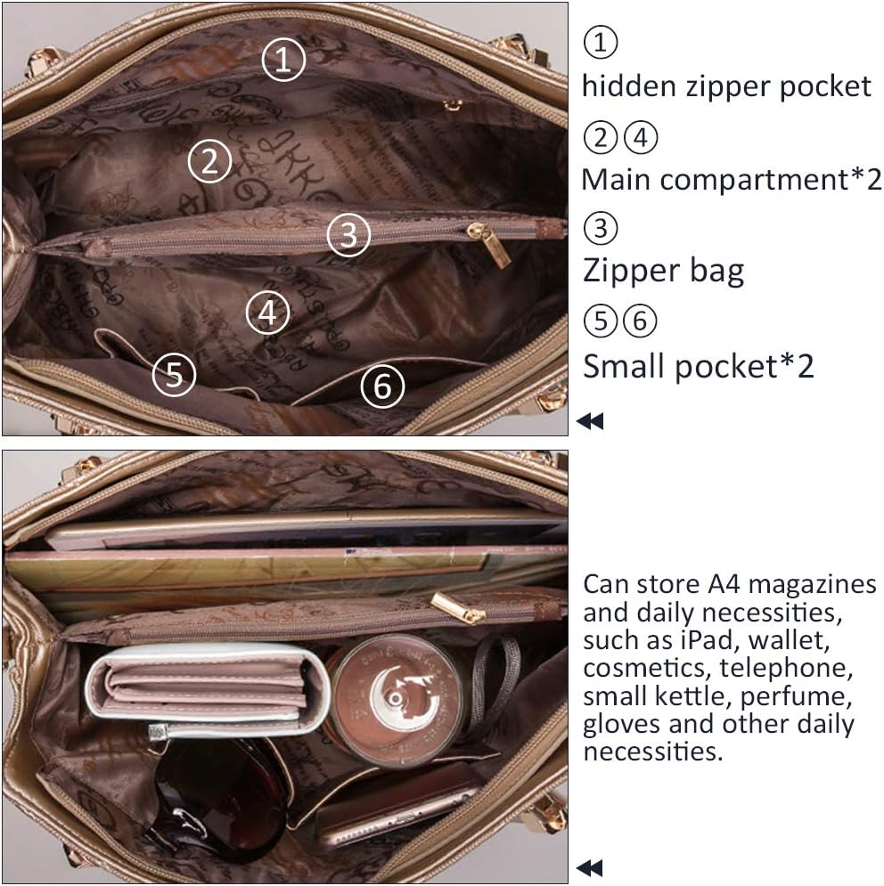 Thumbnail 6 de Pahajim 4-Piece Handbag Set for Women – PU Leather Top-Handle, Shoulder Bag, Clutch & Card Case