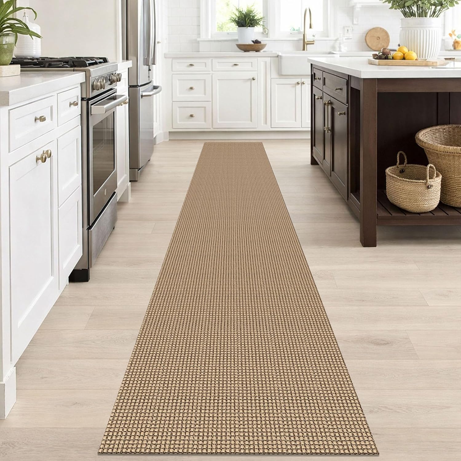 Thumbnail 6 de IOHOUZE Washable Runner Rug 2x12 with Non-Slip Rubber Back (Orange/Tan/Brown)
