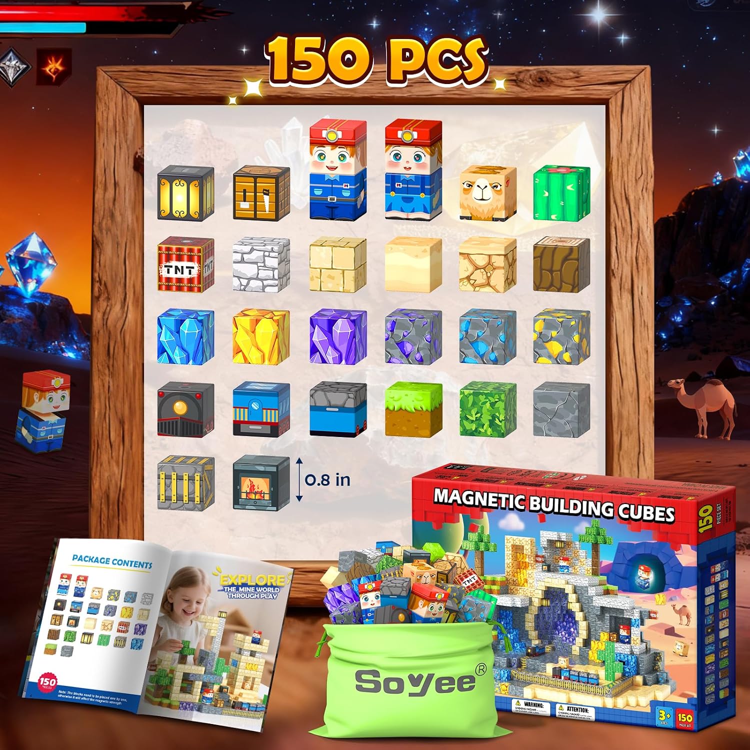 Detalle 2 de Build Mine Magnet World 150-Piece Magnetic Blocks for Kids 🧩