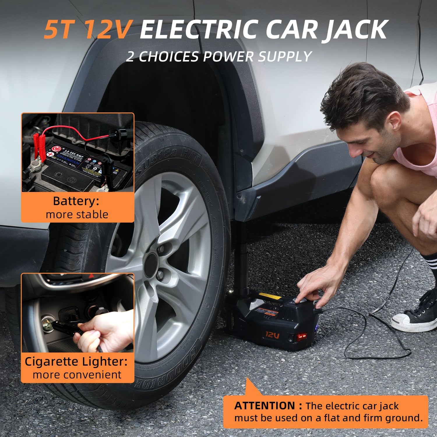 Detalle de STANDTALL 5 Ton Electric Car Jack Kit