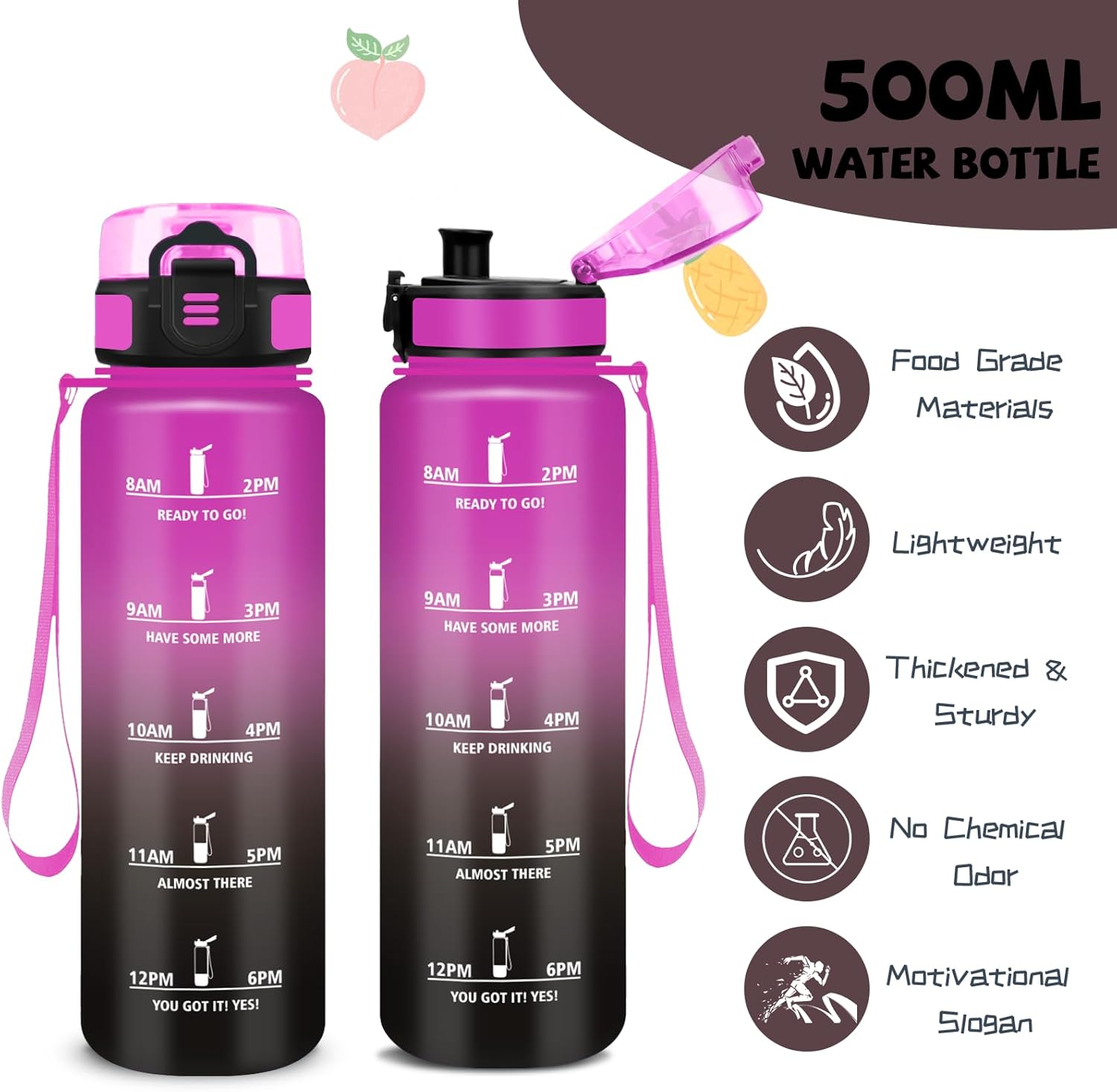 Detalle 2 de Botella Infantil con Filtro 500ml, a prueba de fugas y fácil de limpiar 🚰