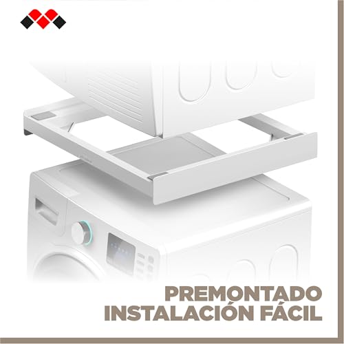 Detalle de Meliconi Torre Basic L60: Kit de soporte lavadora-secadora premontado, capacidad 250 kg, blanco