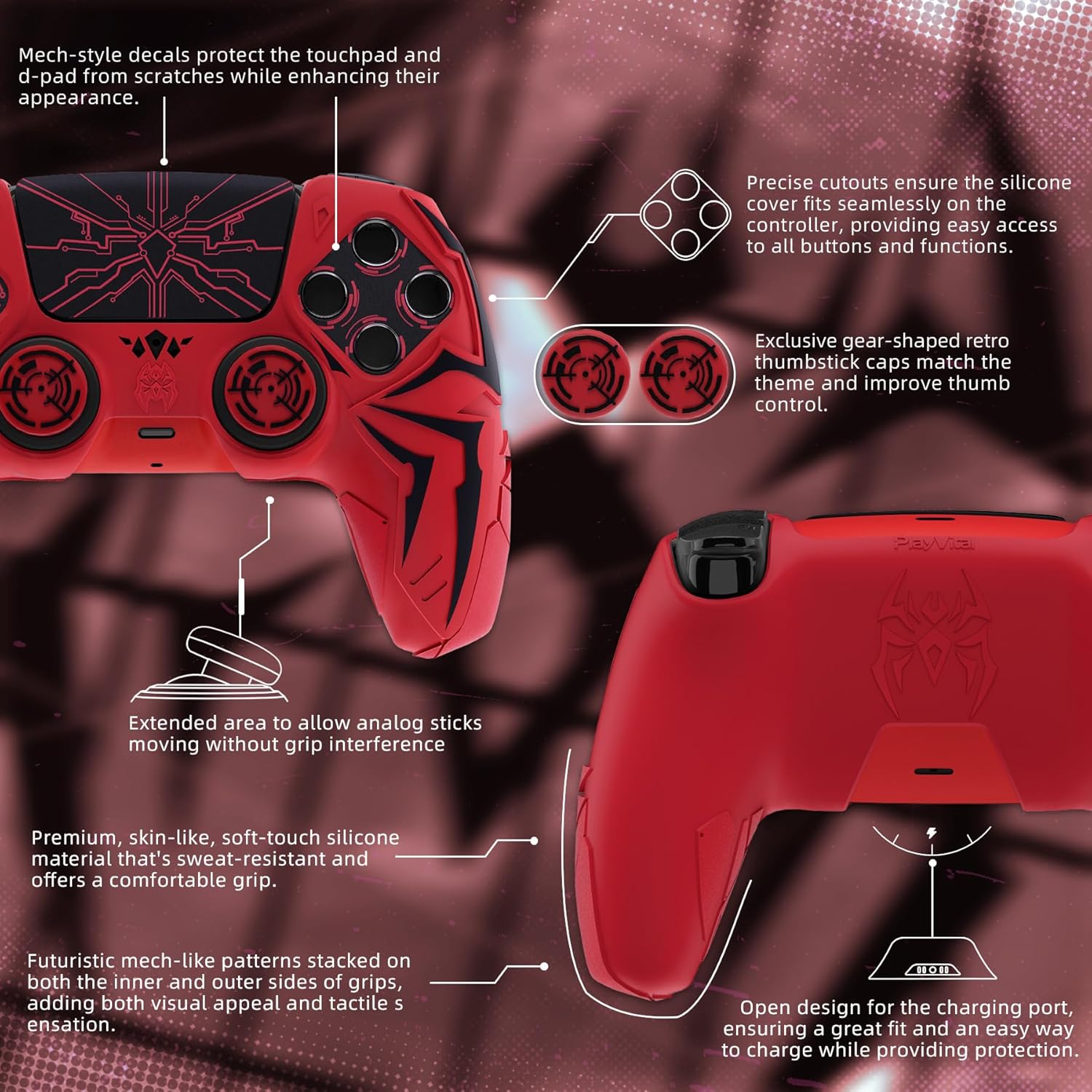 Thumbnail 5 de playvital Cyber Spider PS5 silicone case