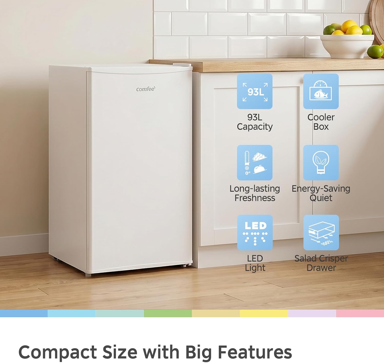 Detalle 2 de COMFEE' 93L Under Counter Fridge with Cooler Box (RCD93WH2UK(E))
