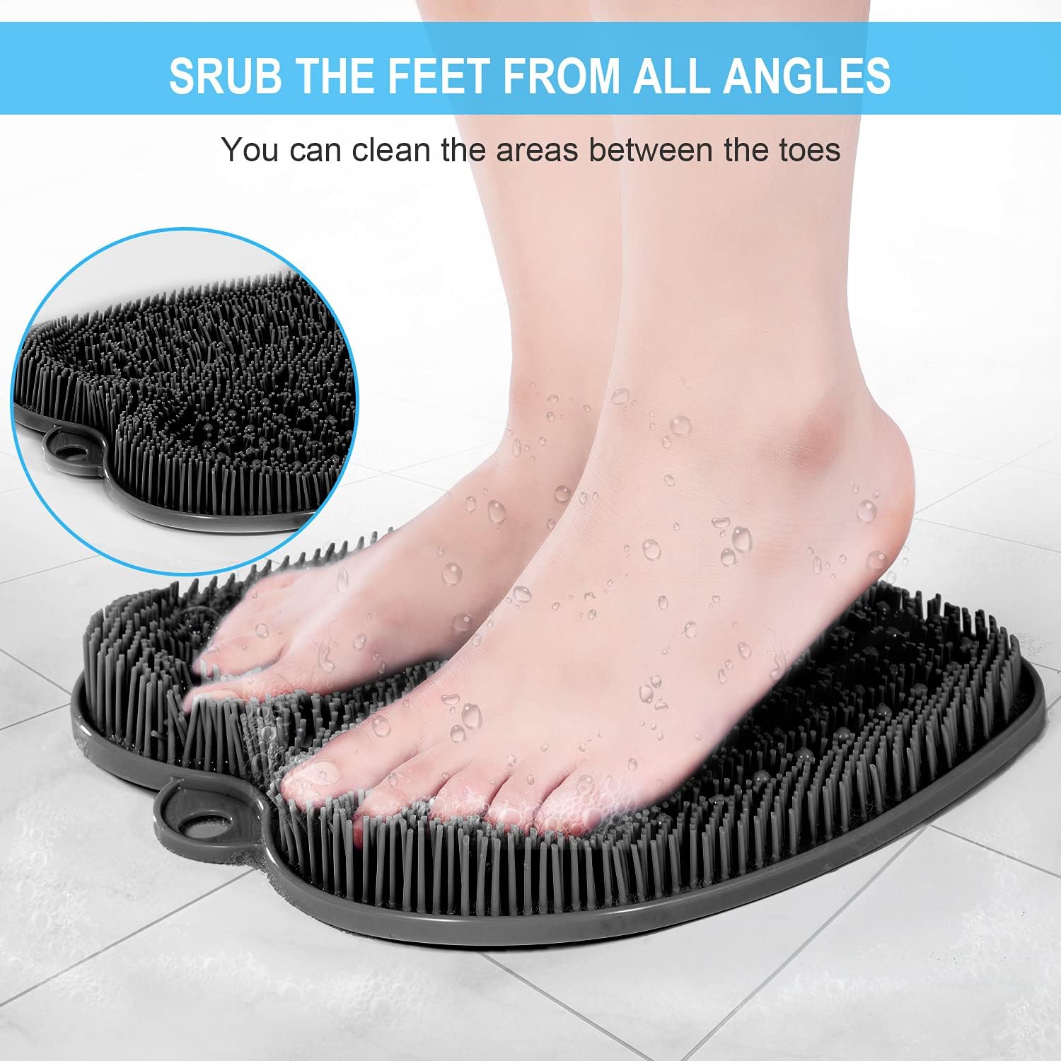 Thumbnail 2 de BESKAR Larger Shower Foot Scrubber Mat with Non-Slip Suction Cups (Black)