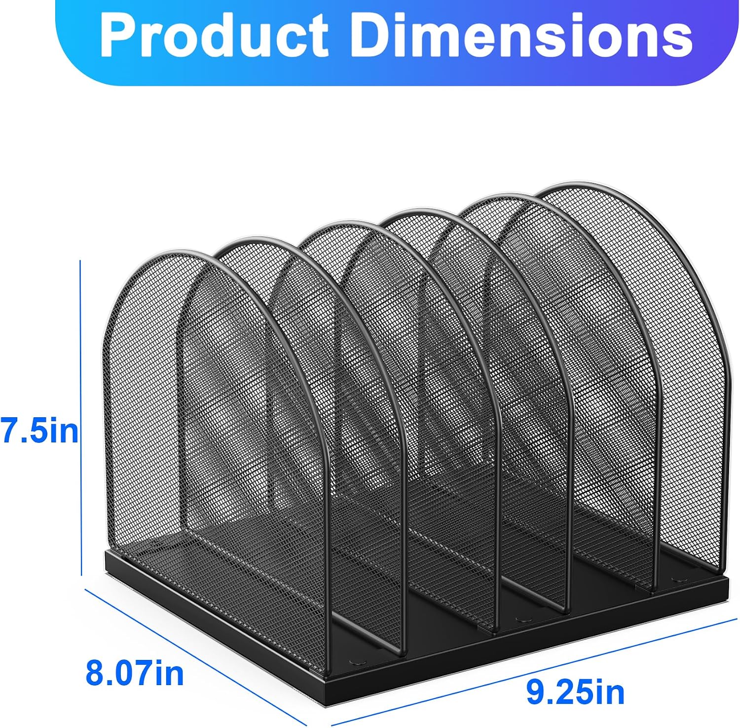 Detalle de gianotter Y-3 Desktop File Organizer, 5 Compartments, Black Carbon Steel