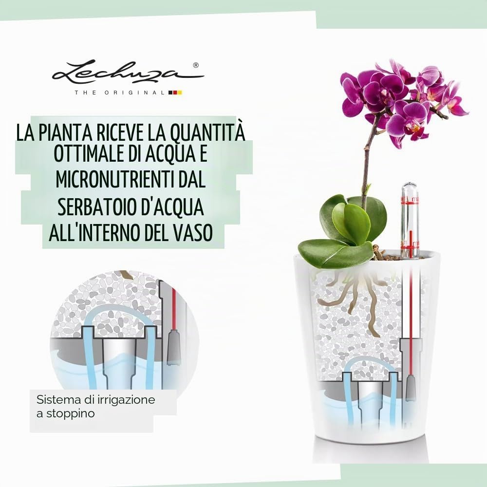 Detalle 2 de LECHUZA DELTINI rosso scarlatto vaso autoirrigante 19x11,5x15