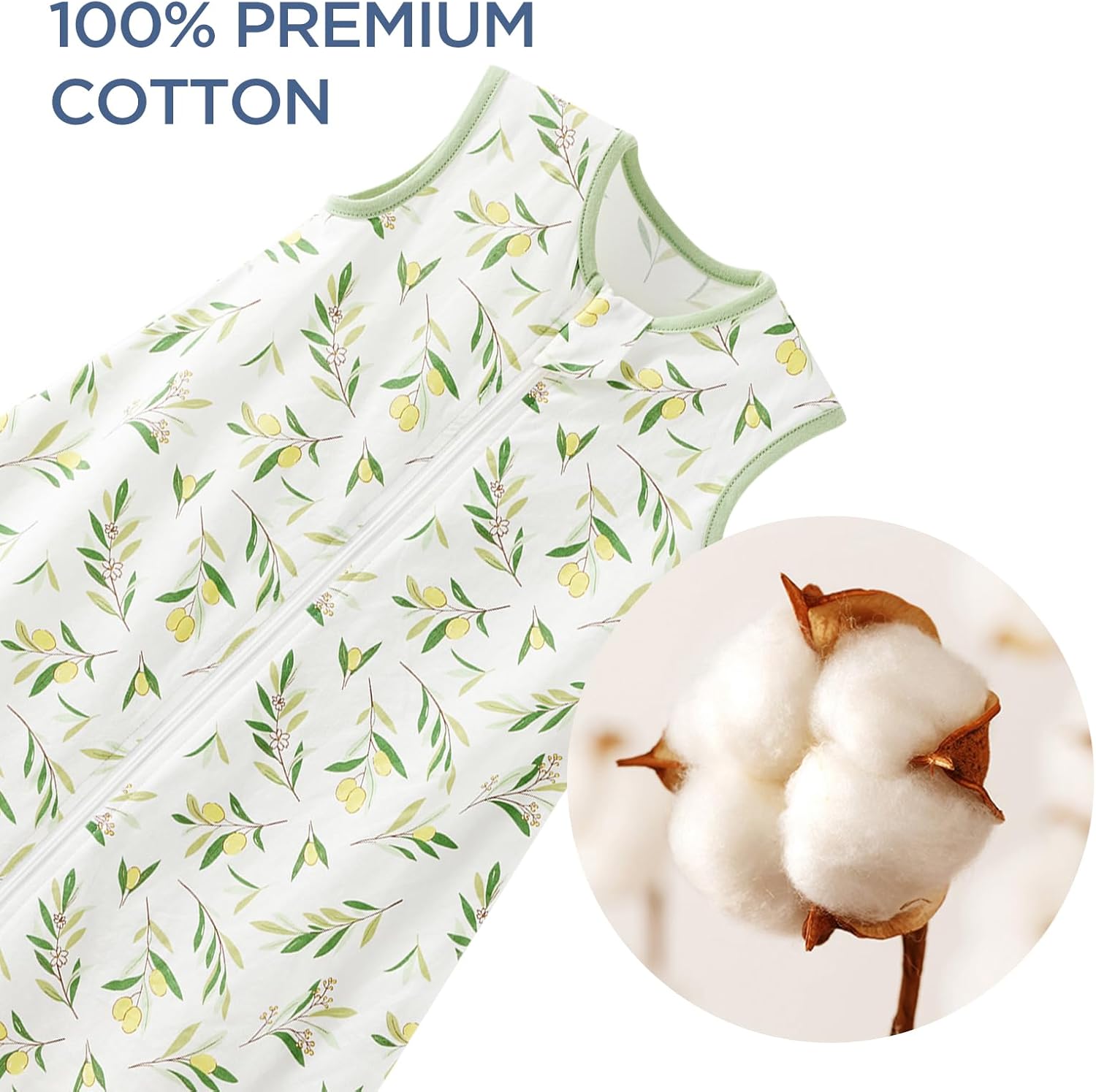 Detalle de Duomiaomiao Baby 0.5 Tog Cotton Summer Sleeping Bag (18–36 months) – small leaves