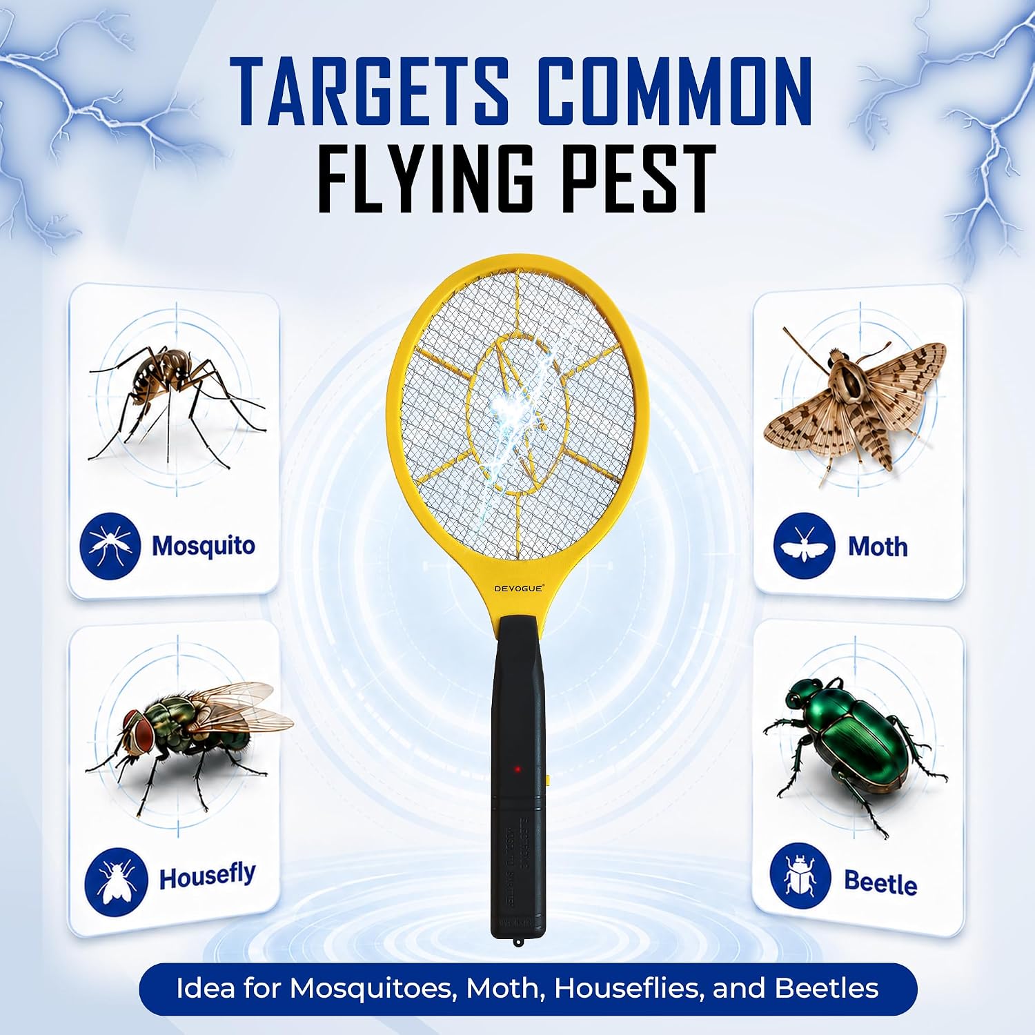 Detalle de DEVOGUE Electric Fly Swatter Zapper Racket
