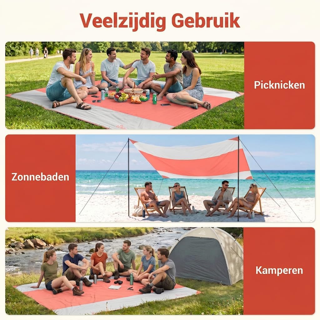 Thumbnail 6 de Wolfwise 25213 strandkleed 275 x 305 cm, waterdicht met zandvakken en haringen